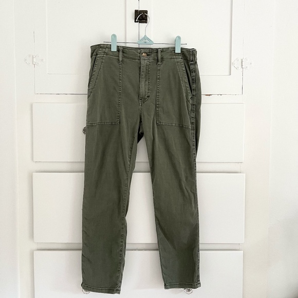 Pistola Mara Straight Leg Utility Cropped Pants in Olive Green Size 27 - Picture 1 of 8
